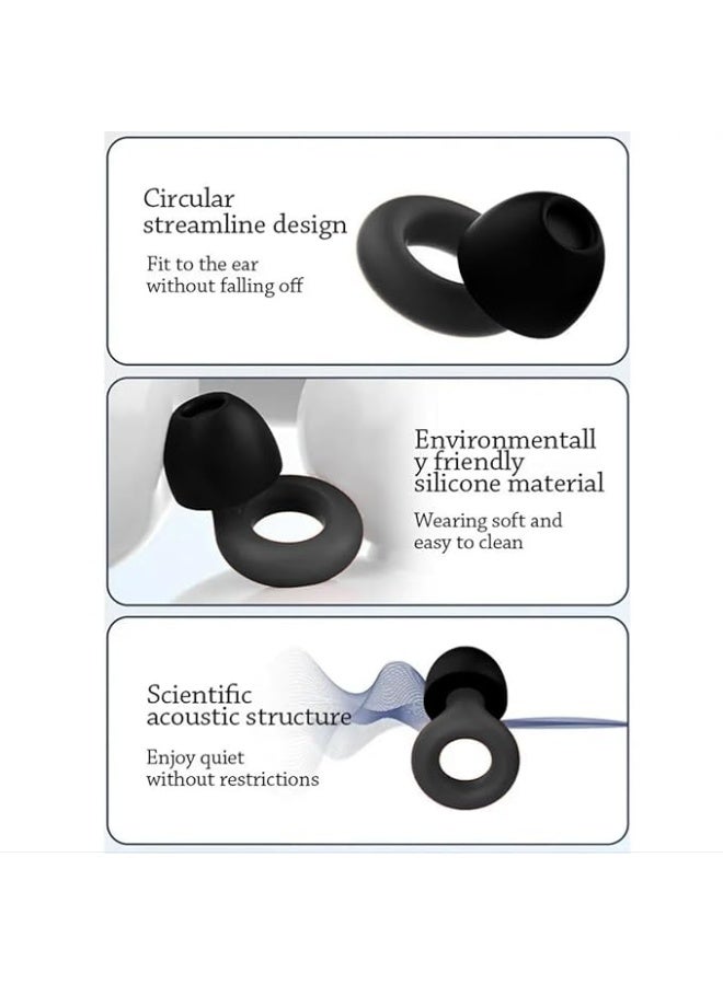 سدادات أذن سيليكونية - ذات حواف، سوداء - للنوم، عازلة للضوضاء - Image 3